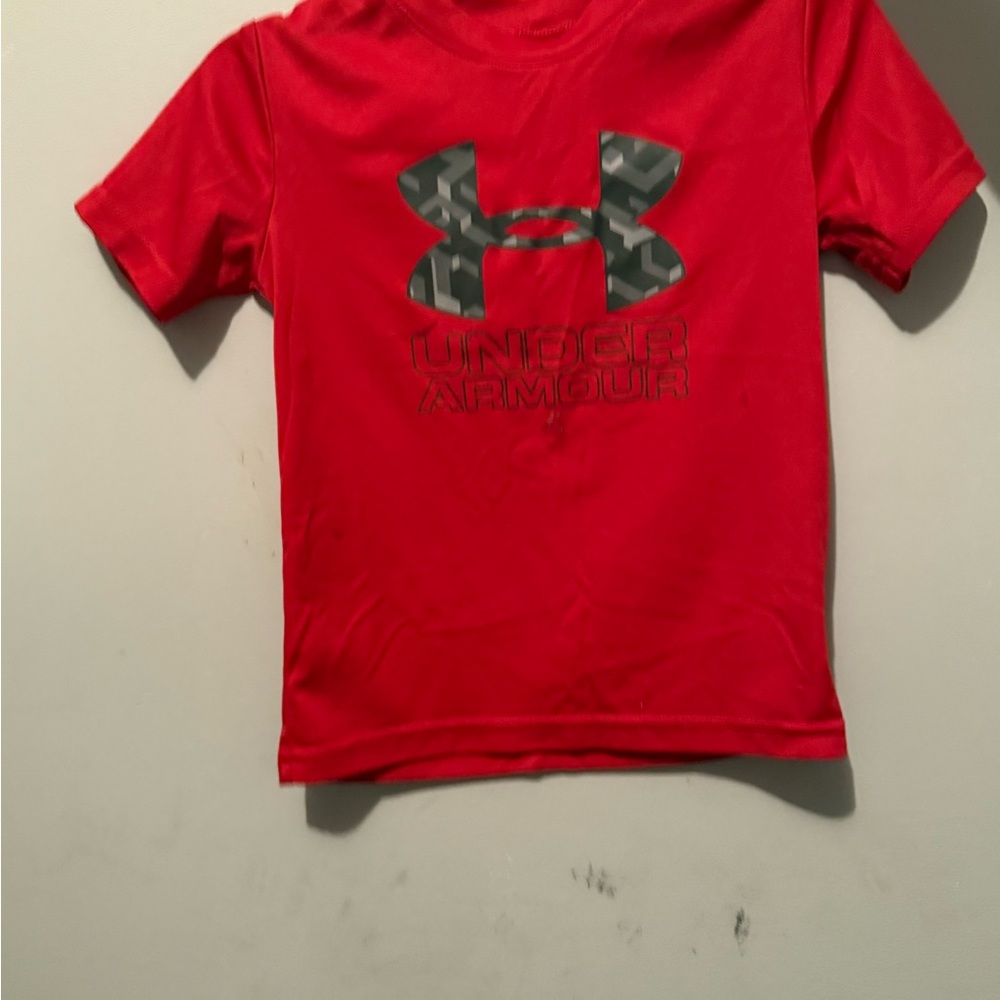 Under Armour Kids Camo Logo Red Tee